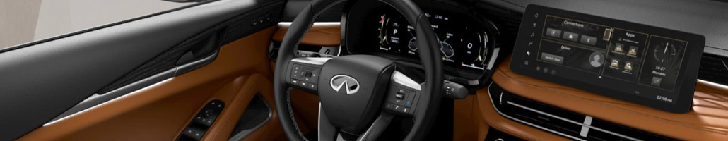 Volant, tableau de bord numérique et écran central du INFINITI QX60